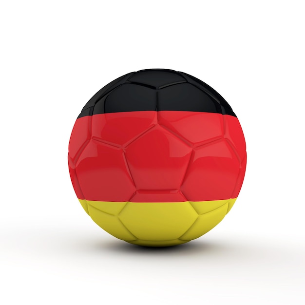 Fútbol de bandera de Alemania contra un fondo blanco liso 3D Rendering