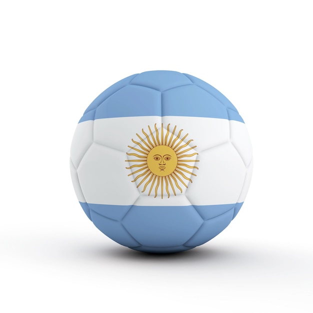 Foto fútbol de bandera argentina fútbol contra un fondo blanco liso 3d rendering