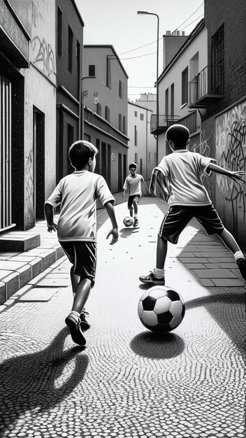 Foto el fútbol callejero es divertido.