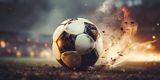 fútbol cerca con el fuego