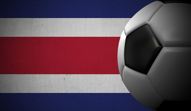 Fútbol contra un fondo de bandera de Costa Rica 3D Rendering