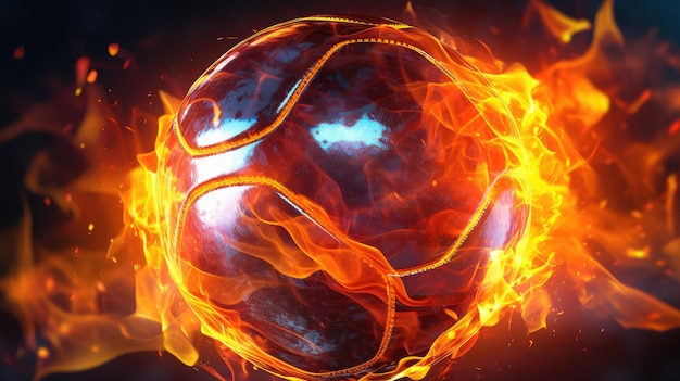 Foto fútbol de fuego de fuego hd 8k fondo de papel de pared imagen fotográfica de stock