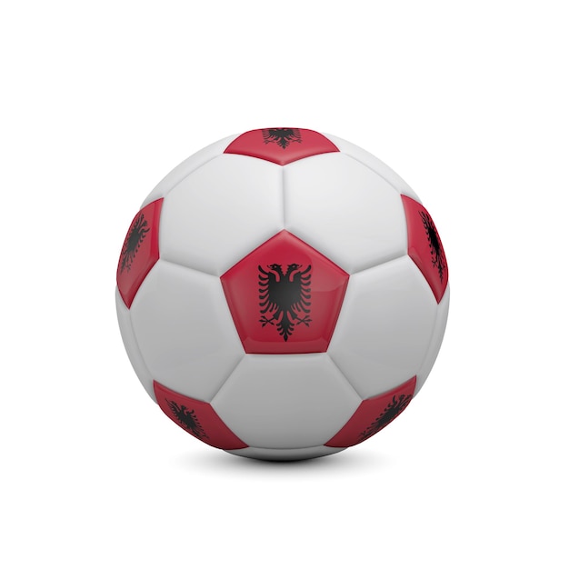 Fútbol de fútbol con la bandera de Albania 3D Rendering