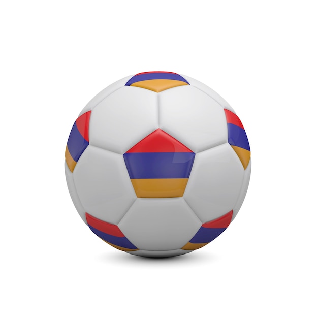 Fútbol de fútbol con la bandera de Armenia 3D Rendering