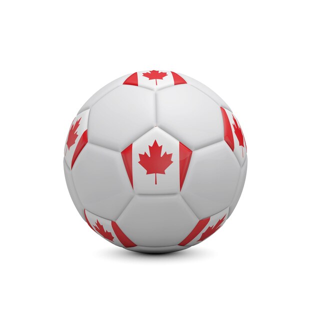 Fútbol fútbol con bandera de Canadá 3D Rendering