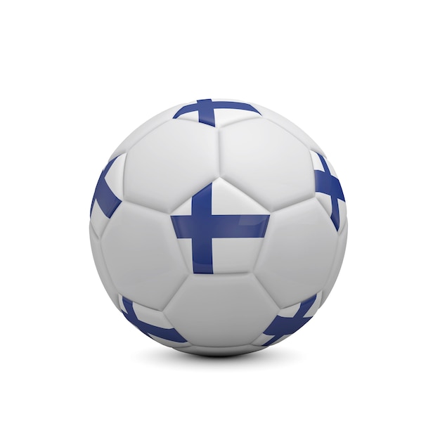 Fútbol de fútbol con la bandera de Finlandia 3D Rendering