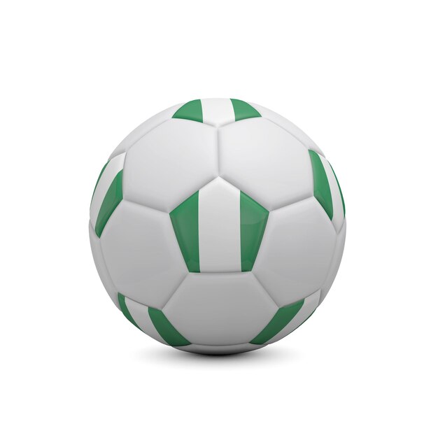 Fútbol fútbol con bandera de Nigeria 3D Rendering