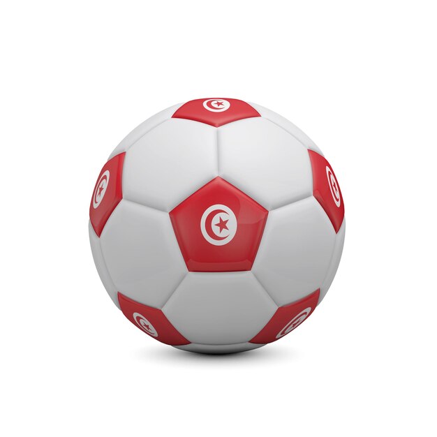 Fútbol fútbol con Túnez bandera 3D Rendering