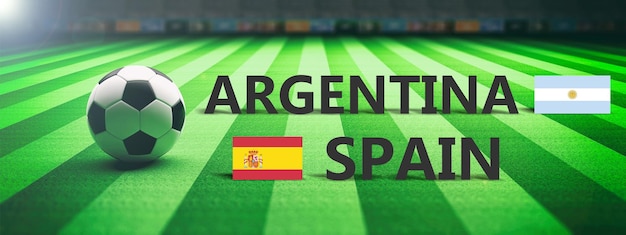 Foto fútbol partido de fútbol argentina vs españa 3d ilustración