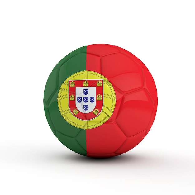 Futebol de bandeira de Portugal contra uma renderização 3D de fundo branco liso