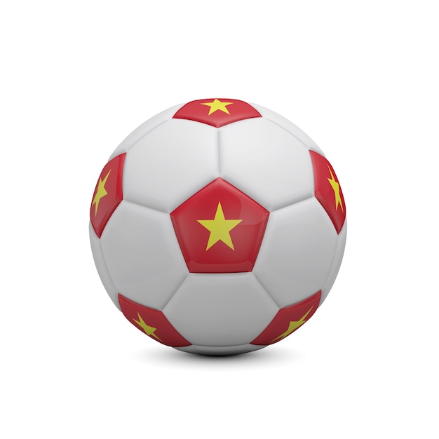 Futebol de futebol com renderização em 3D da bandeira do Vietnã