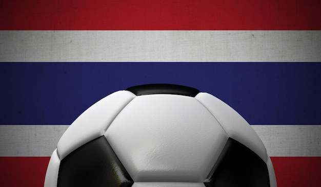 Futebol de futebol contra uma rendição 3D do fundo da bandeira da Tailândia