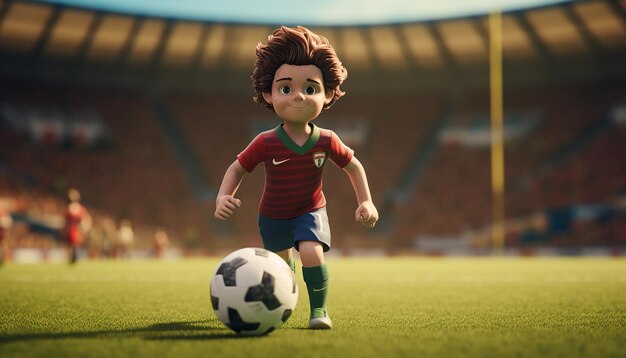 futebol estilo pixar animação criativa 3d