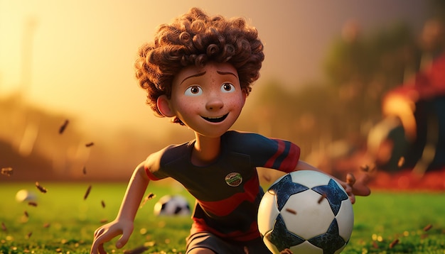 Foto futebol estilo pixar animação criativa 3d