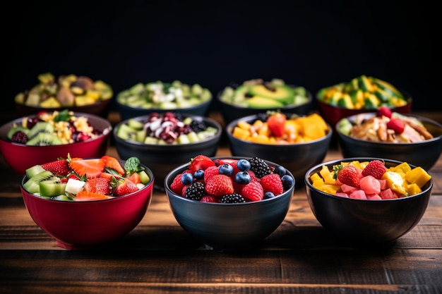 Foto futs y tazones de ensalada tema