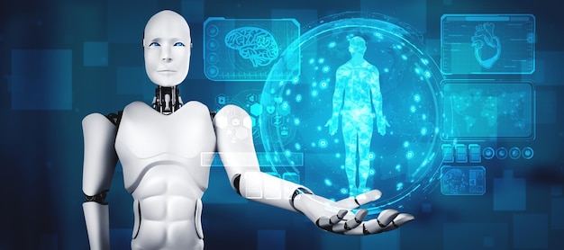Futura tecnología médica controlada por robot de IA mediante aprendizaje automático