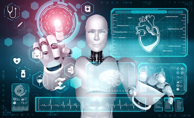 Futura tecnología médica controlada por un robot de inteligencia artificial mediante aprendizaje automático