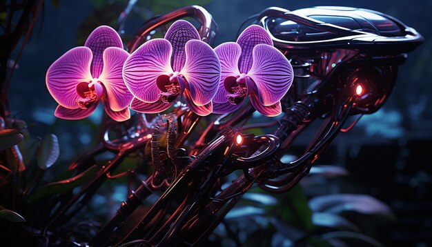 futurismo de orquídea robótica brilhando