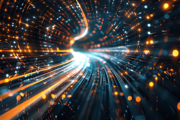 Futurista Abstracto Luminarias digitales con patrones de neón brillantes para el fondo tecnológico