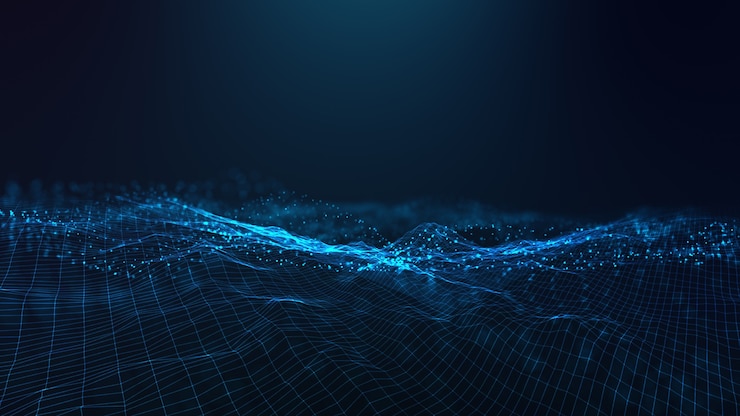Futurista abstrato - tecnologia com formas poligonais em fundo azul escuro. Conceito de design de tecnologia digital.