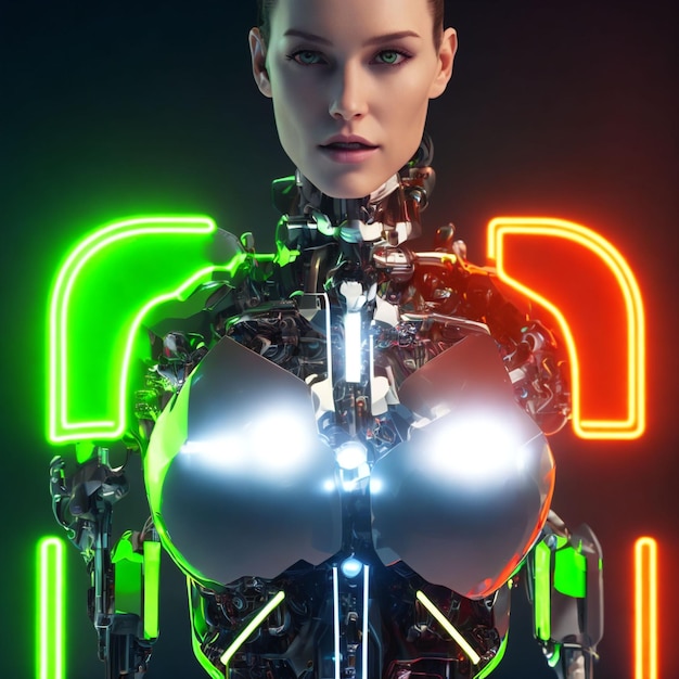 Futurista bio cyborg android mecánico humano generativo arte por AI