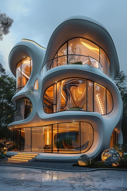 Futurista Casa Art Nouveau Edifício futuro inteligente espaço urbano irreal tecnologia abstrata modernismo