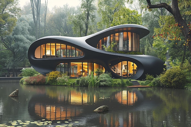 Futurista Casa Art Nouveau Edifício futuro inteligente espaço urbano irreal tecnologia abstrata modernismo
