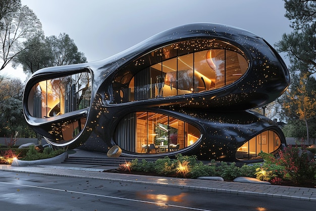 Futurista Casa Art Nouveau Edifício futuro inteligente espaço urbano irreal tecnologia abstrata modernismo