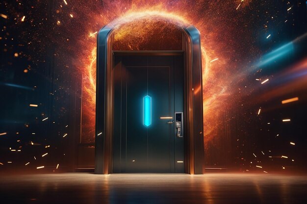 Foto futurista digital doorbuster bursting open para revelar um mundo de ofertas exclusivas e descontos