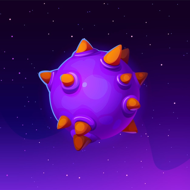 Futurista esfera alienígena roxa no espaço contra fundo estrelado é um