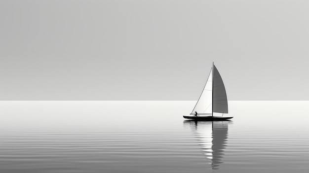 Futurista minimalista velero atmósfera serena y horizontes de ensueño