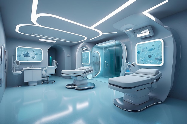 Futurista Tecnologia médica avançada Cama de hospital de clínica futurista