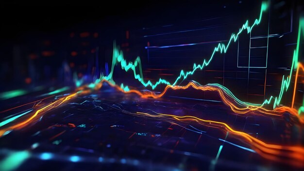 Futuristic AI Stocks Crypto Forex Mercado de divisas Gráfico de comercio de fondo AI generado
