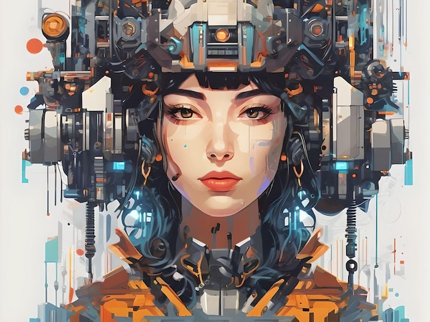 Futuristic Femme Uma impressionante ilustração de ciborgue