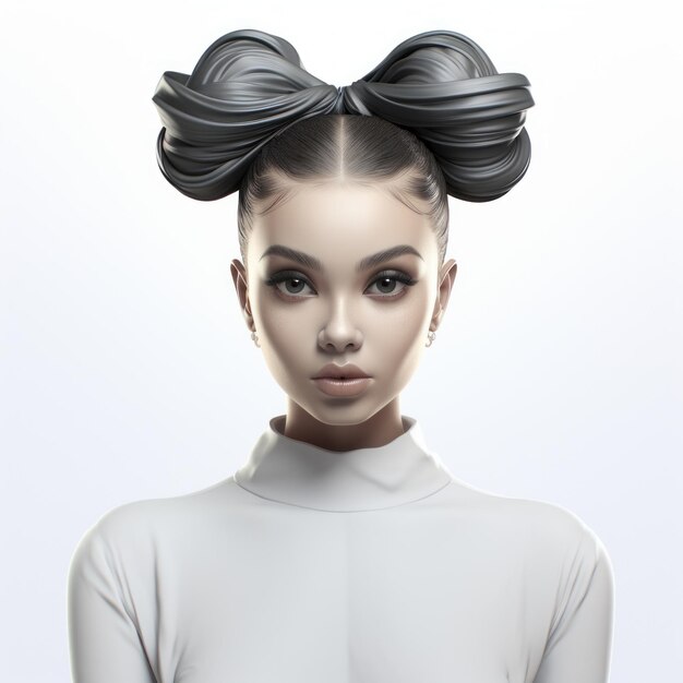 Foto futuristic glam 3d zoey con cabello y arcos ganador del concurso