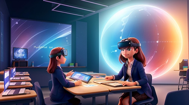 Futuristic Learning Hub Holograms Integração VR