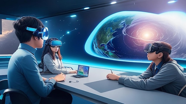 Futuristic Learning Hub Holograms Integração VR