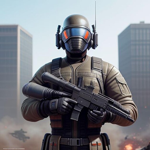 Futuristic soldier gaming DP amp Mascota para los jugadores