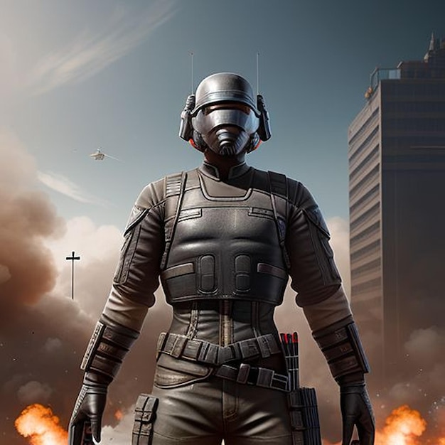 Futuristic soldier gaming DP amp Mascota para los jugadores