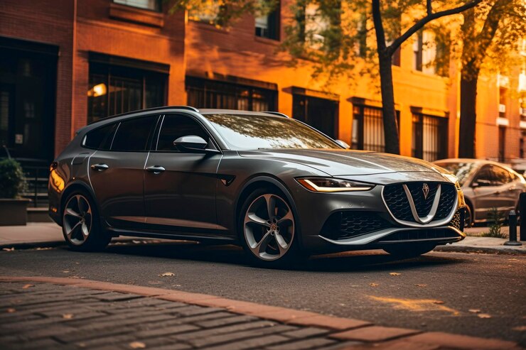 Futuristic Sportwagon 3D Render Concept de um carro dinâmico