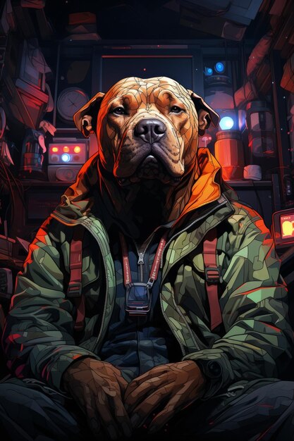 Futuristic Wrinkles Cyberpunk Chinês SharPei