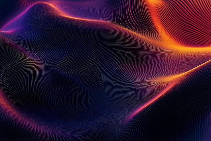 Futuristische abstrakte Wellen mit Neonlicht-Effekten