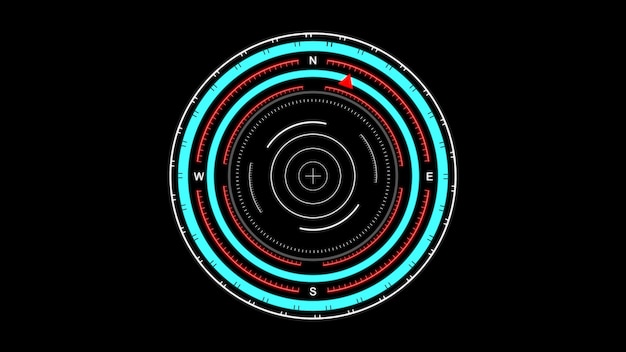 Futuristische Benutzeroberfläche HUD, digitaler Kompass, nach einem Ziel suchen