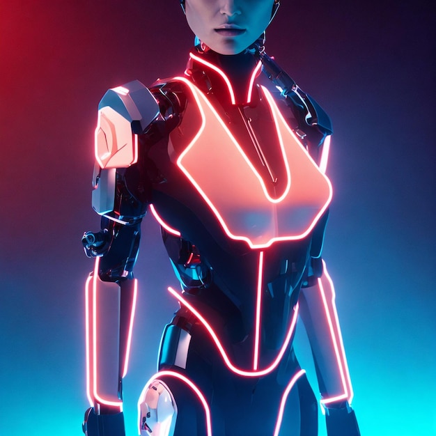 Futuristische Bio-Cyborg-Android-Mechaniker menschliche generative Kunst von AI