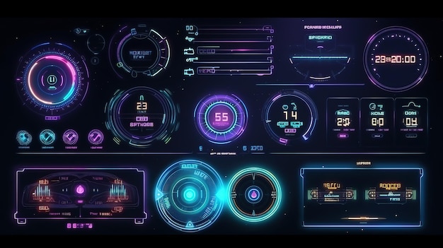 Futuristische Callouts-Titel im HUD-Stil HudGUI für Spielhintergrunddesign Technologiehintergrund Digitale Daten Generative KI