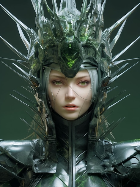 Futuristische Cyberpunk-Frau in der Cyber-Welt. Realistisches 3D-Modell eines menschlichen Cyborgs, der von Ai posiert