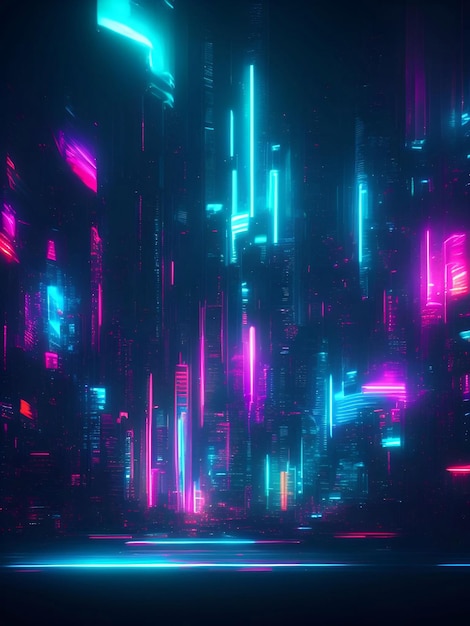 Futuristische Cyberpunk-Stadt, abstrakter Hintergrund, filmische generative KI-Illustrationskunst