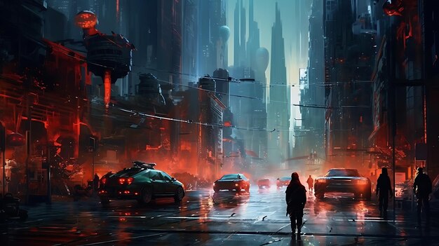 Futuristische Cyberpunk-Stadt