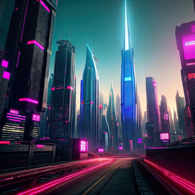 Futuristische Cyberpunk-Stadt