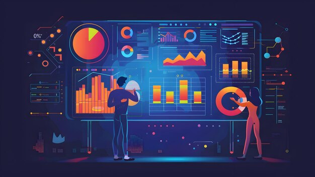 Foto futuristische datenanalyse-dashboard mit interaktiven diagrammen